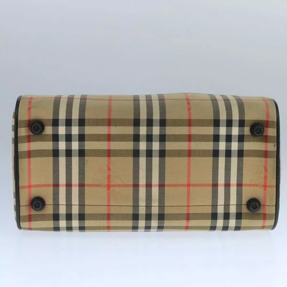 Burberrys Nova Check Black Label Boston Bag Canvas Beige Gold Auth yk16645 - Picture 11 of 14